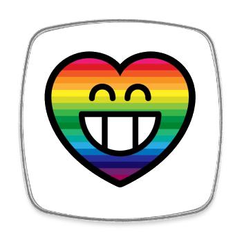 Emoticon Rainbow Grin Heart - Viereckiger Kühlschrankmagnet - Weiß - Vorne