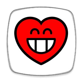 Emoticon Grin Heart (Farben änderbar) - Viereckiger Kühlschrankmagnet - Weiß - Vorne