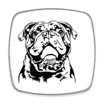 Bulldogge Ball Balljunkie Hunde Wilsigns - Viereckiger Kühlschrankmagnet - Weiß - Vorne