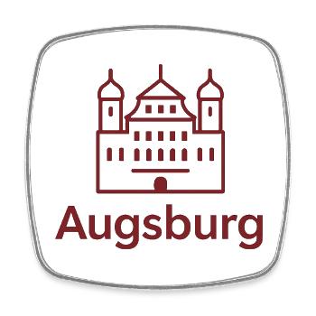 Augsburg Skyline Schlosslinie - Viereckiger Kühlschrankmagnet - Weiß - Vorne