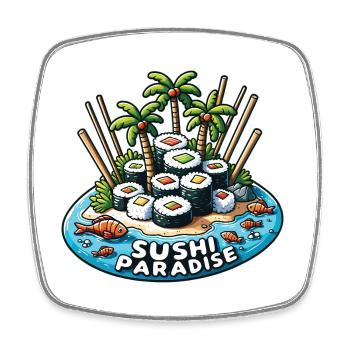 Palmen Strand Sushi Paradise - Viereckiger Kühlschrankmagnet - Weiß - Vorne