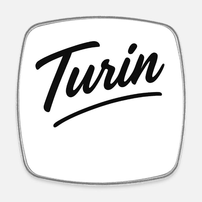 Turin Script Hand Lettering - Square fridge magnet - white