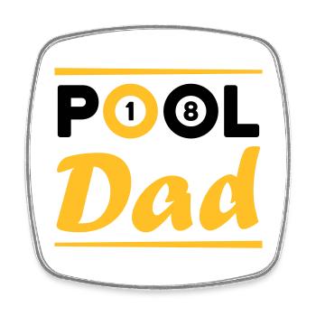 Pool dad (Billardkugeln 1 und 8, Billardqueues) - Viereckiger Kühlschrankmagnet - Weiß - Vorne