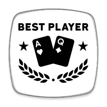 Best player (Spielkarten, Sterne, Lorbeerkranz) - Viereckiger Kühlschrankmagnet - Weiß - Vorne