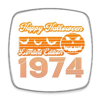 Pumpkin Halloween Birthday Year of Construction 1974 Vintage - Square fridge magnet - white - Front
