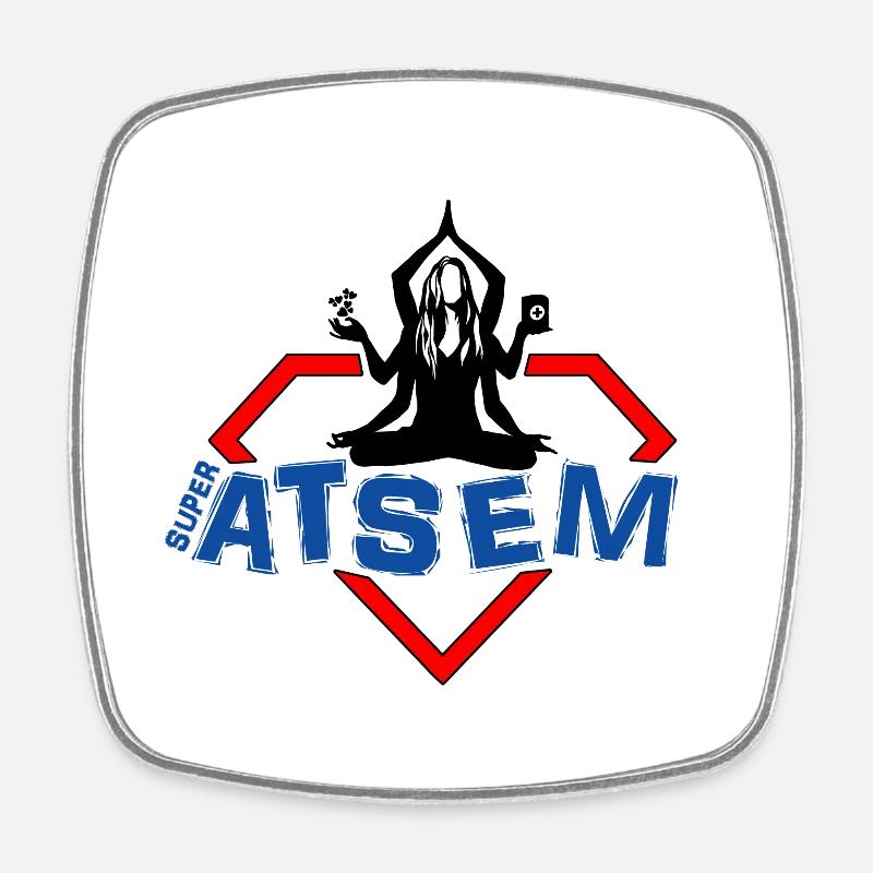 Super ATSEM - Magnet carré - blanc