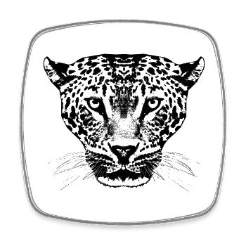 Leopard / Head - Square fridge magnet - white - Front