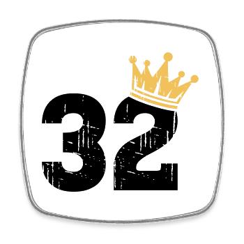 32 Crown 32nd birthday 32 years old - Square fridge magnet - white - Front