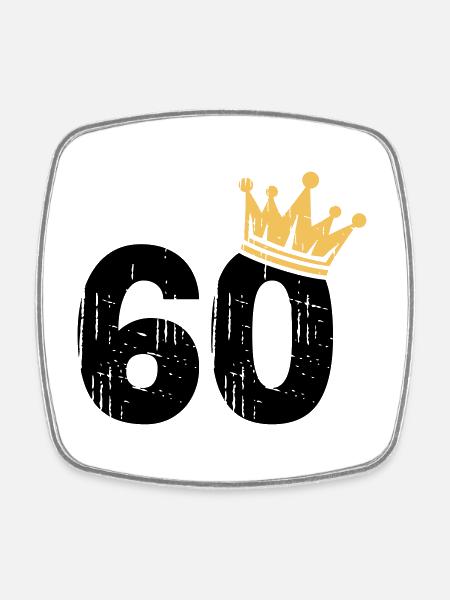 60 Krone 60. Geburtstag 60 Jahre - Viereckiger Kühlschrankmagnet - Weiß