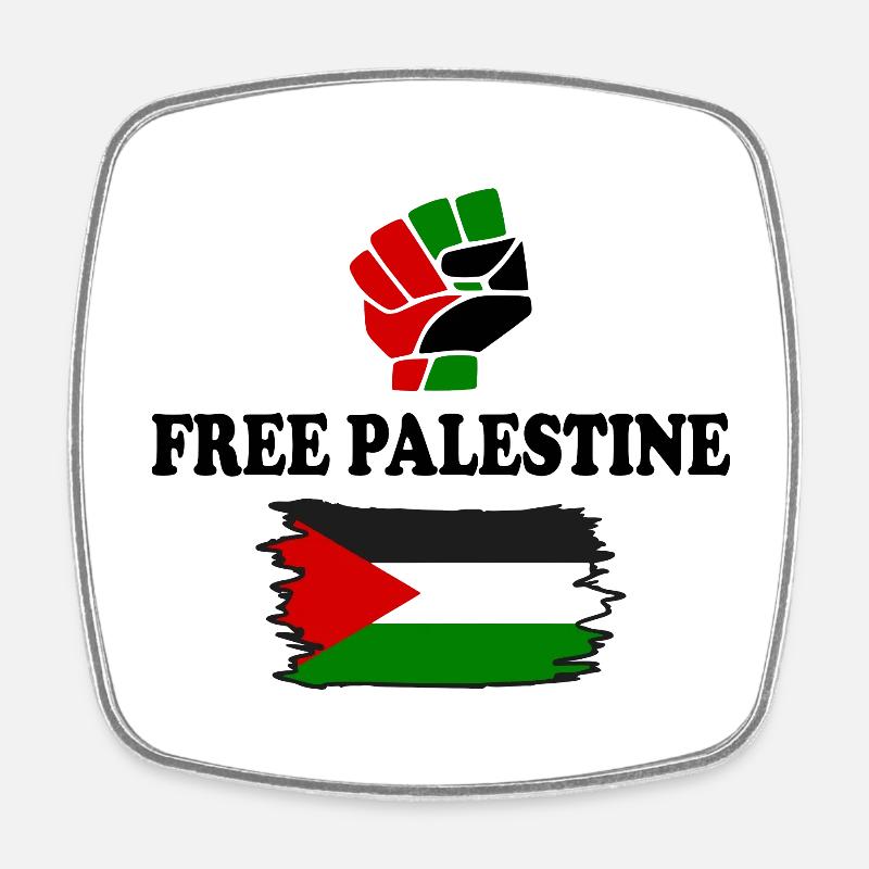 Free palestine - Square fridge magnet - white