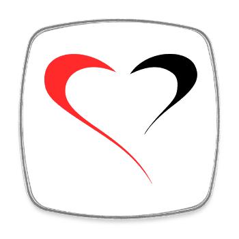 Dualité de l’Amour - Deux Faces Rouge/Noir - Magnet carré - blanc - Devant