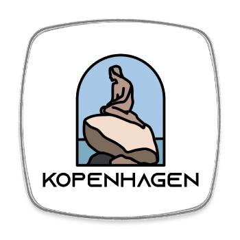 Copenhagen - Little Mermaid - Square fridge magnet - white - Front
