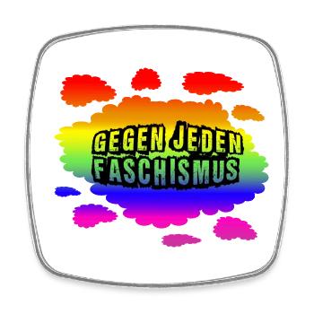 AfD stoppen gegen rechts Demokratie Vielfalt links - Viereckiger Kühlschrankmagnet - Weiß - Vorne
