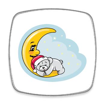 Ours en peluche sur la lune - Magnet carré - blanc - Devant