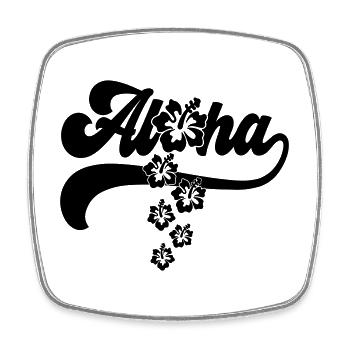 Color changeable | Aloha Hibiscus Blossoms - Square fridge magnet - white - Front