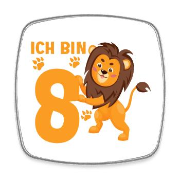 Löwe 8 Jahre Löwen 8 Kindergeburtstag - Viereckiger Kühlschrankmagnet - Weiß - Vorne
