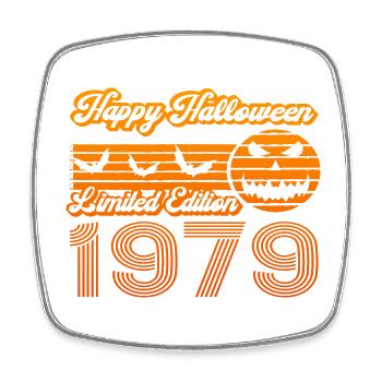 Halloween Kürbis Geburtstag Baujahr 1979 Vintage - Viereckiger Kühlschrankmagnet - Weiß - Vorne