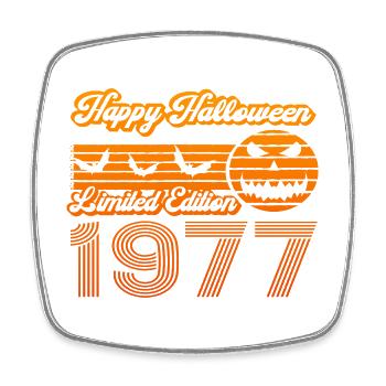 Pumpkin Halloween Birthday Year of Construction 1977 Vintage - Square fridge magnet - white - Front