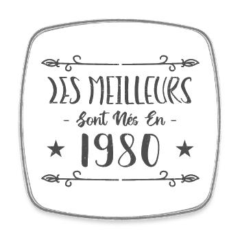 Les meilleurs sont nés en 1980 - Magnet carré - blanc - Devant