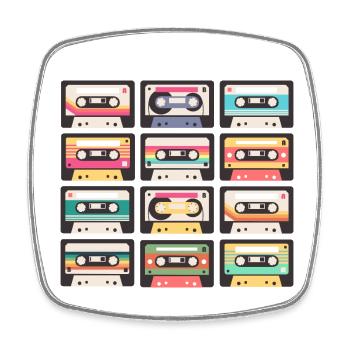 80er 90er Jahre Kassette Mixtape Retro Lustig - Viereckiger Kühlschrankmagnet - Weiß - Vorne