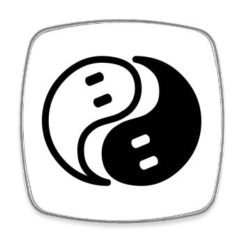 Ghost Yin Yang - Square fridge magnet - white - Front