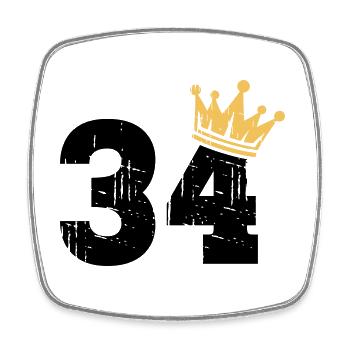 34 Crown 34th birthday 34 years old - Square fridge magnet - white - Front