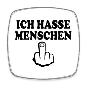Ich hasse menschen Mittelfinger - Viereckiger Kühlschrankmagnet - Weiß - Vorne