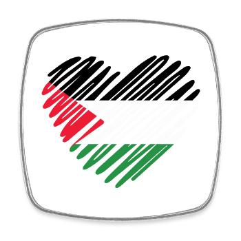 Drapeau de la Palestine en forme de cœur - Free Palestine - Magnet carré - blanc - Devant