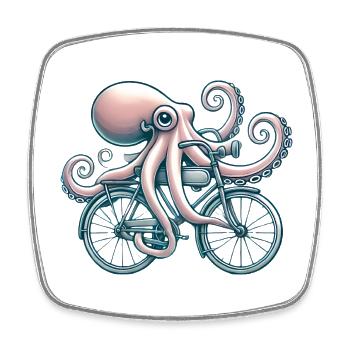 Vélo d’équitation Octopus Style Vintage - Magnet carré - blanc - Devant