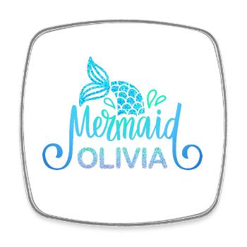 Name shirt Olivia with mermaid - Square fridge magnet - white - Front