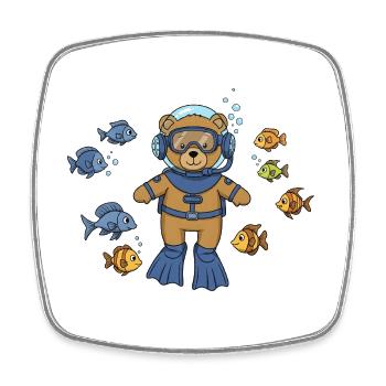 Teddy Bear Diver - Square fridge magnet - white - Front