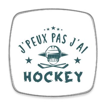 j'peux pas j'ai hockey - Magnet carré - blanc - Devant