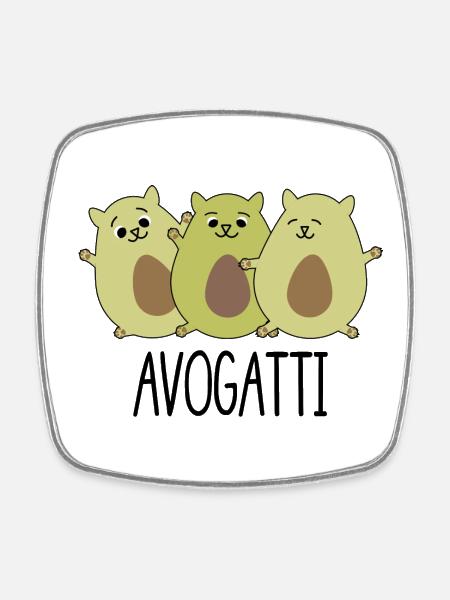 Acogatti versus Avocados - Viereckiger Kühlschrankmagnet - Weiß