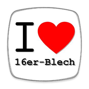 I love mei 16er Blech am Würstlstand - Viereckiger Kühlschrankmagnet - Weiß - Vorne