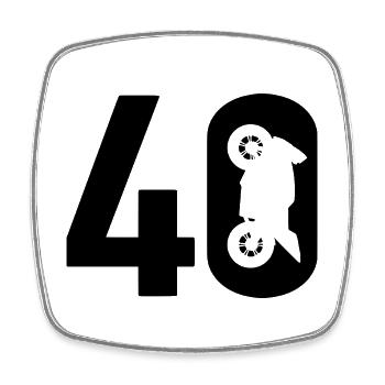40 Moto Motard 40 - Magnet carré - blanc - Devant