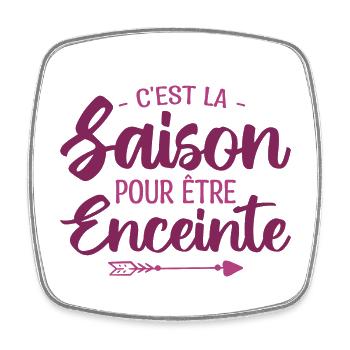 Femme enceinte - Cadeau future maman grossesse - Magnet carré - blanc - Devant