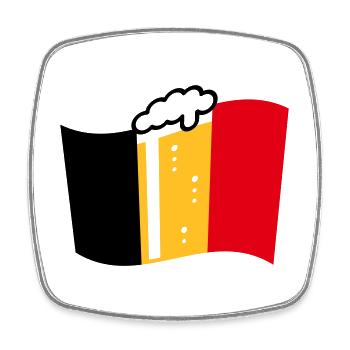 Drapeau de la bière de Belgique (Beer Nation / Beer Country / 3C) - Magnet carré - blanc - Devant