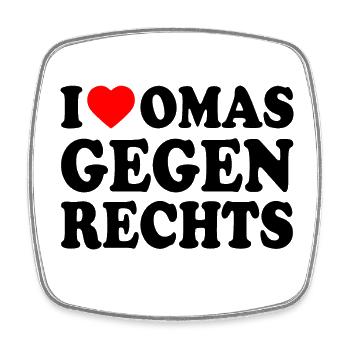 I love omas gegen rechts - Viereckiger Kühlschrankmagnet - Weiß - Vorne