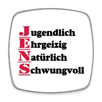 Jens , Vorname,Namensschild,Name,Fun Shirt (25) - Viereckiger Kühlschrankmagnet - Weiß - Vorne