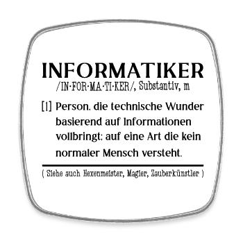 Informatiker Duden Definition - Viereckiger Kühlschrankmagnet - Weiß - Vorne