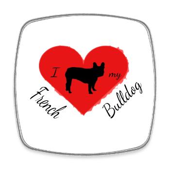 Frenchie, Bully, Bouledogue français, Cadeau - Magnet carré - blanc - Devant