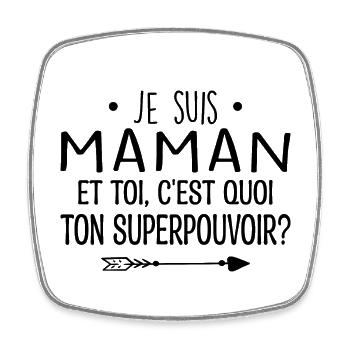 Super maman cadeau drôle fête des mères - Magnet carré - blanc - Devant