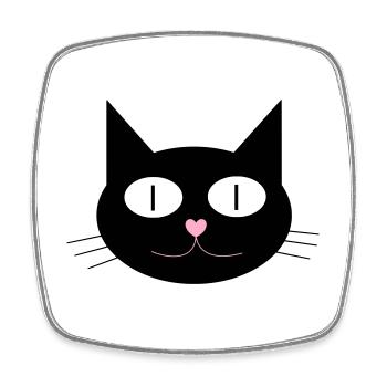 Cute cat, tomcat with heart-shaped nose - Square fridge magnet - white - Front