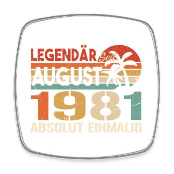 Geboren im August 1981 Funny Birthday Retro - Viereckiger Kühlschrankmagnet - Weiß - Vorne