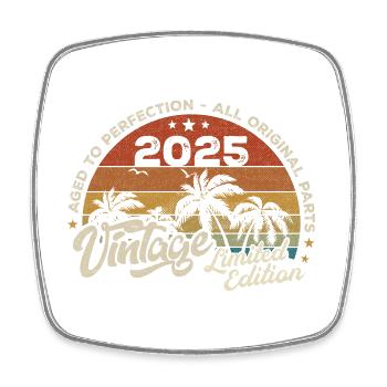 Vintage 2025 Geburtstag Retro 2025 - Viereckiger Kühlschrankmagnet - Weiß - Vorne