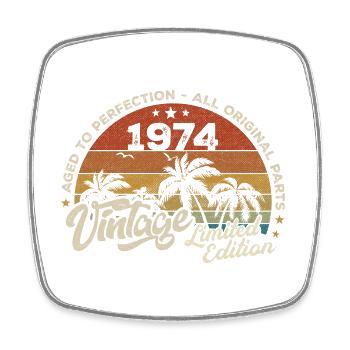 Vintage 1974 Birthday Retro 1974 - Square fridge magnet - white - Front