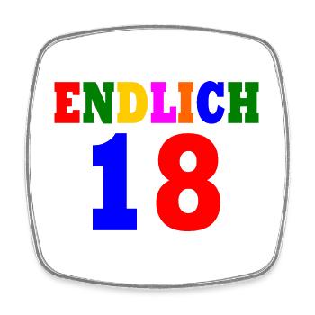 Endlich 18 - Viereckiger Kühlschrankmagnet - Weiß - Vorne