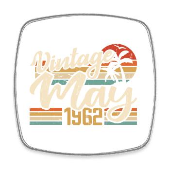 Vintage Birthday May 1962 Born in May 1962 - Square fridge magnet - white - Front