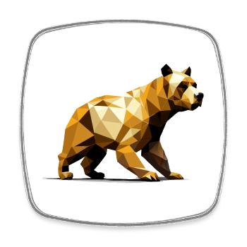 3D Bearr GeomeTRIX - Viereckiger Kühlschrankmagnet - Weiß - Vorne