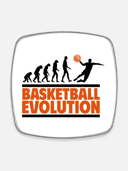 Basketball Evolution - Viereckiger Kühlschrankmagnet - Weiß